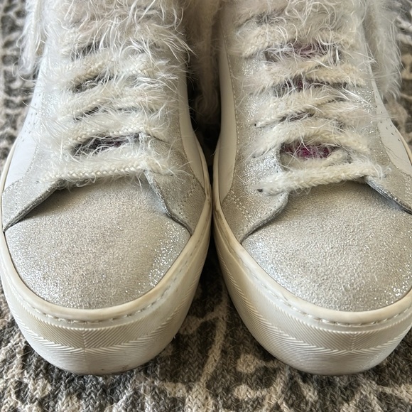 P448 Thea rainbow glitter fuzzy shoelace sneakers - Picture 3 of 11